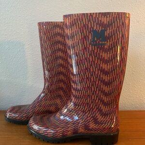 M Missoni Red Zig Zag Printed Work/Garden/Farm/Rain Boots (Size 39/8.5)